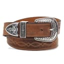 ARIAT Women's Center Stitch Leather Belt, Silver Buckle (A10004144)