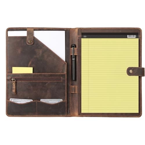 KomalC Top-Grain Buffalo Leather Portfolio Folder (Distressed Tan)