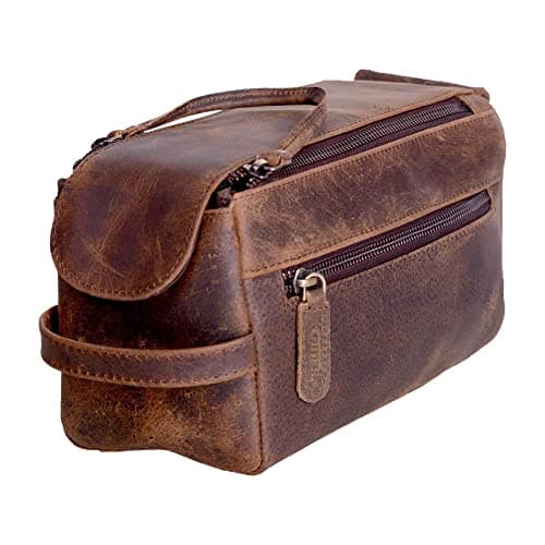 KomalC Buffalo Leather Toiletry Bag (9.5 in)
