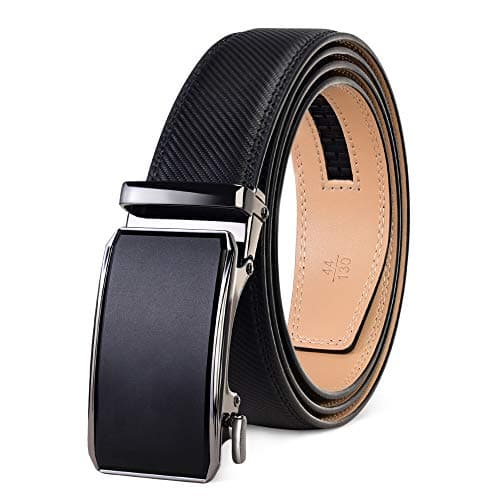 PlusZis Leather Ratchet Dress Belt, Big and Tall (28"-68")