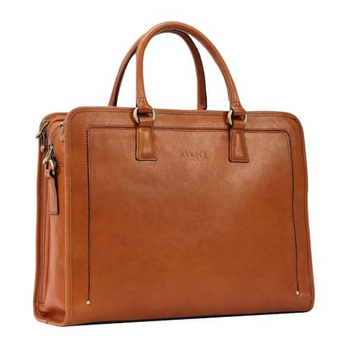 Banuce Italian Full Grain Leather Briefcase for Women (15.6")