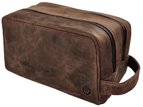 RUSTIC TOWN Full-Grain Buffalo Leather Dopp Kit