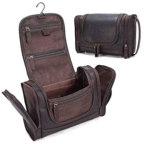 Polare Full-Grain Leather Toiletry Bag with Hanging Hook