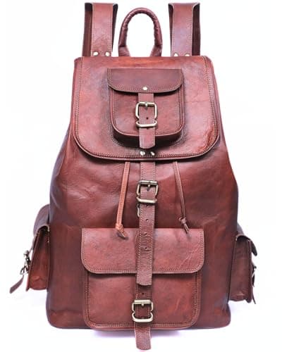 DEKVIO Genuine Leather Backpack (20", XL)