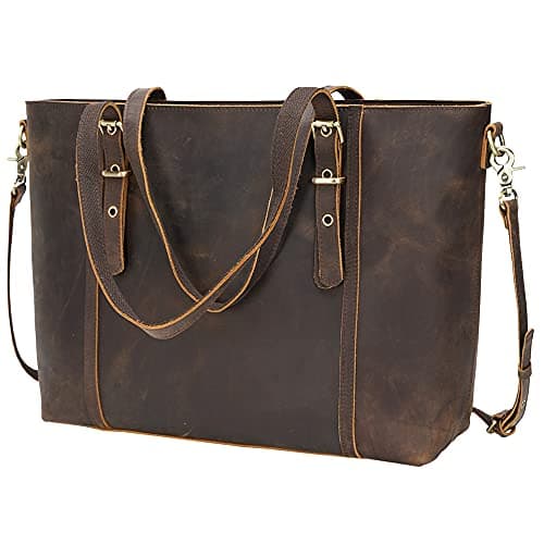 TIDING Full Grain Leather Tote Bag