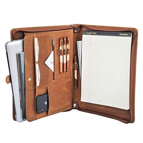 Gavarnie Zip-Around Leather Portfolio for 13" Laptop (Brown)