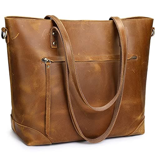 S-ZONE Vintage Genuine Leather Work Tote (Large)
