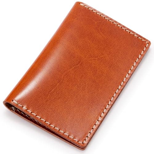 HISCOW Slim Full-Grain Veg-Tanned Card Holder (Cognac)